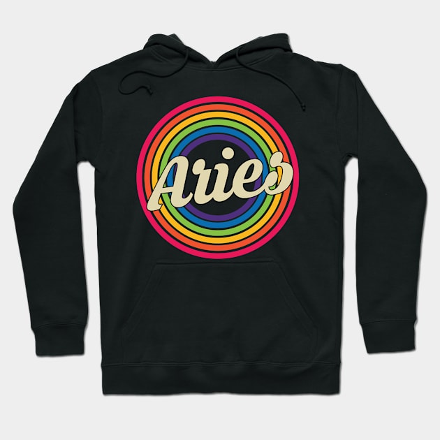 Aries - Retro Rainbow Style Hoodie by MaydenArt